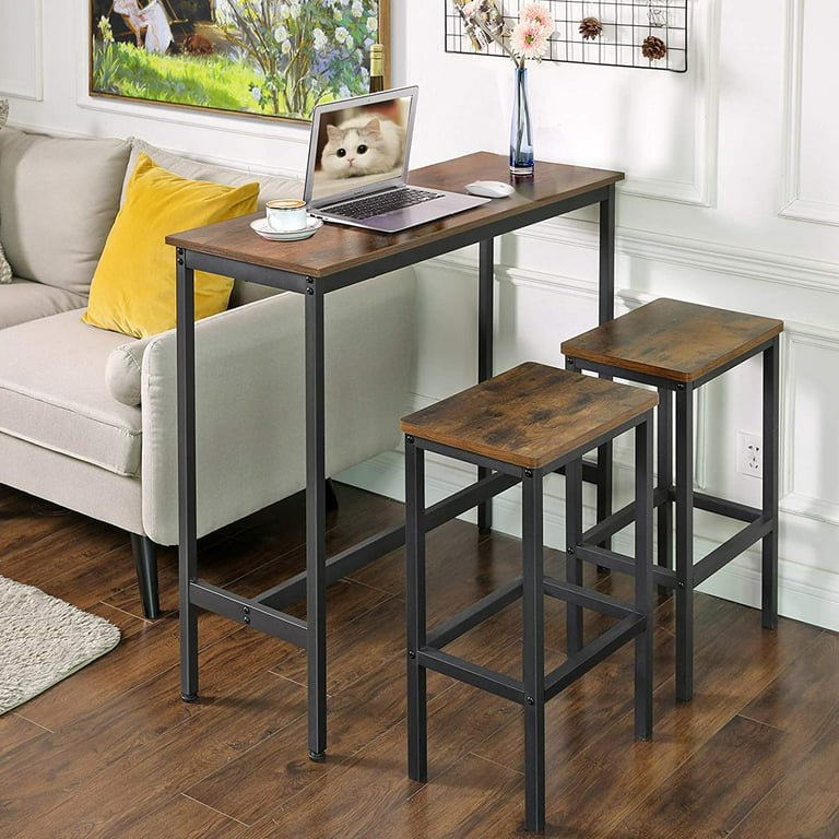 VASAGLE Narrow Long Bar Table Kitchen Dining Table High Pub Table fot  Dining Room Rustic Brown and Black 