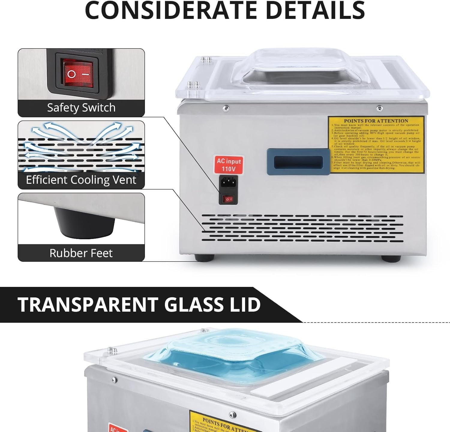 Luku Chamber Vacuum Sealer Machine, 12 inch, 6.5 m³/h Pump Rate with Microcomputer Controlled, 180W-320W Stainless Steel Household and Commercial Vacuum Sealing Machines