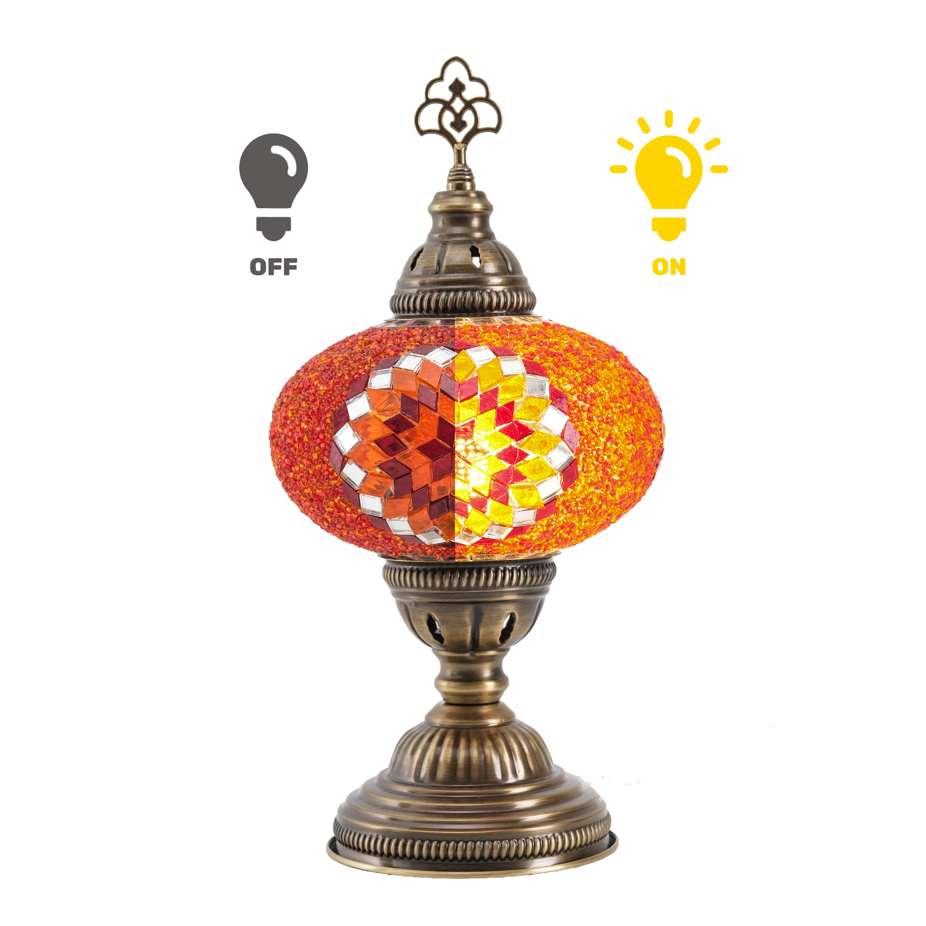 Mozaist Turkish Mosaic Table Lamp 13'' – Orange Color with Bulb Included, Modern Decorative