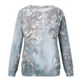 thumbnail image 4 of miqiqism Women Floral Printed Sweatshirt Juniors Slim Fit Pullover Hoodless Blouses Teen Girls Long Sleeves Crewneck Sweatshirts Loose Fit Tunic Blouses,Light Blue,Small, 4 of 5