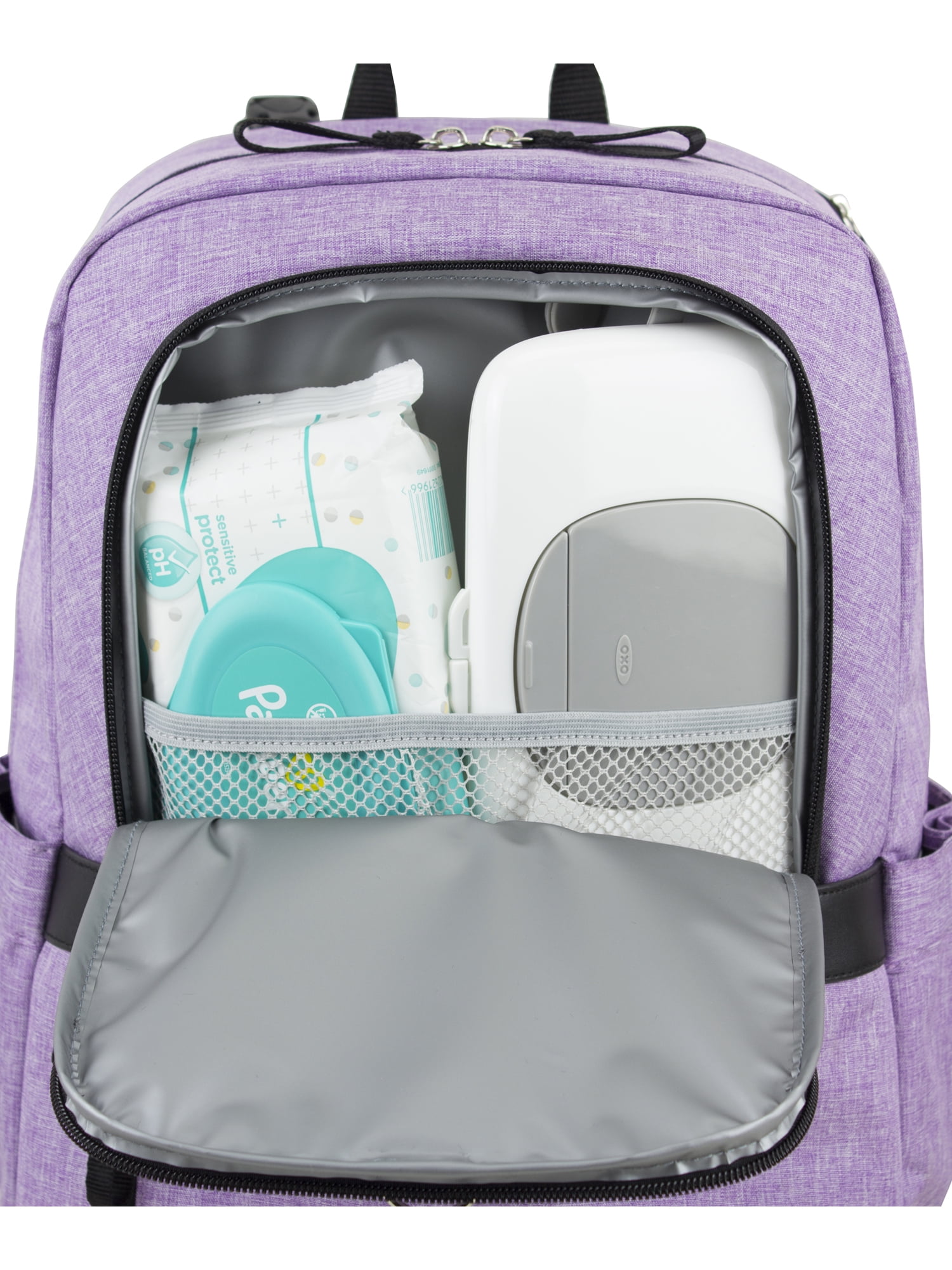Eastsport Large Rubin Weekender Tech Backpack Diaper Bag for Adults and Kids, Light Purple