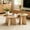 Wood + MDF, variant on AUU Retro Round Nesting Coffee Table Set – Walnut or Natural Wood Finish, Crisscross Legs, Space-Saving Side Tables for Living Room or Dining Room