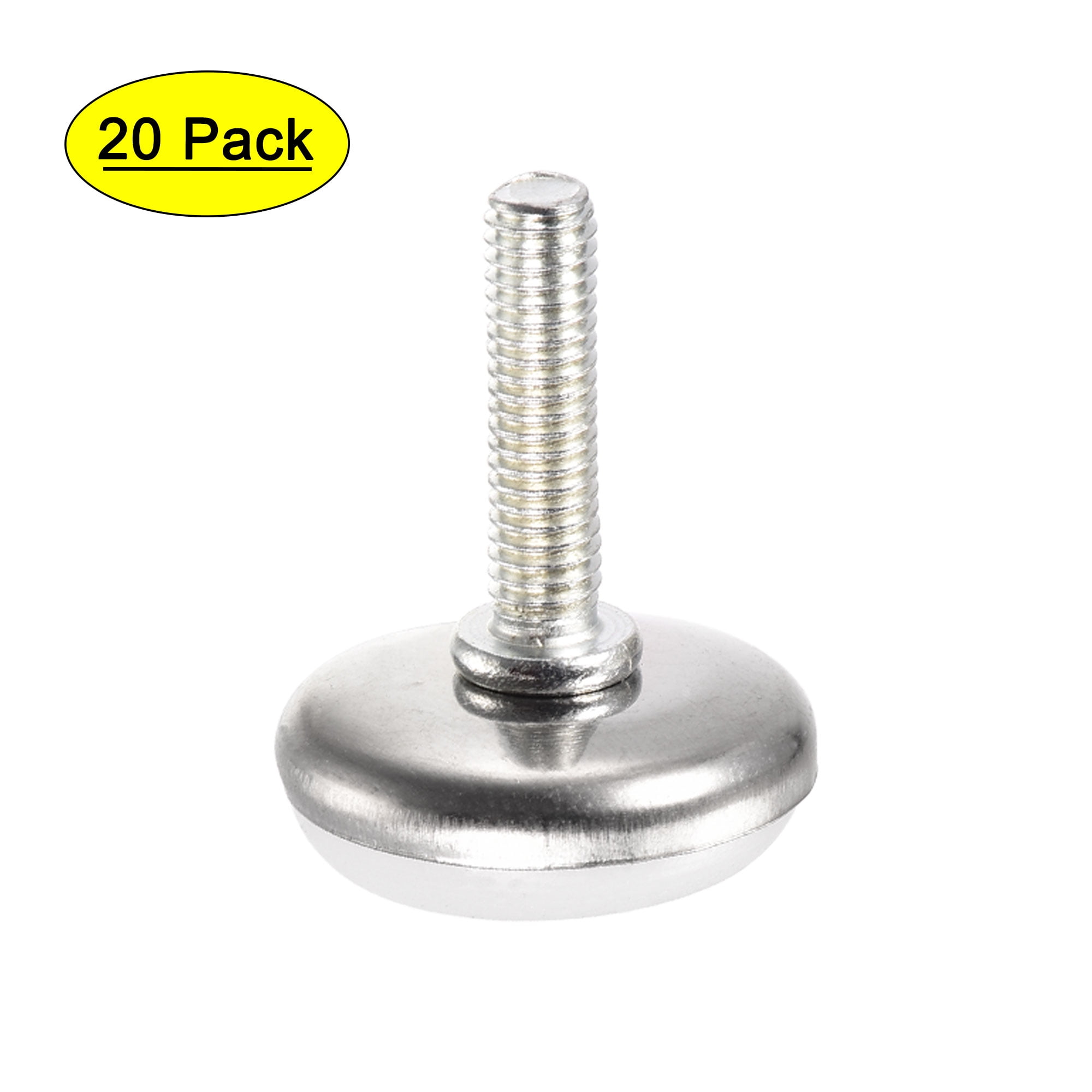 100pc 1/4" x 25mm Screw On Type Furniture Glide Leveling Foot Adjuster Black US 
