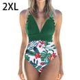 thumbnail image 3 of Naiovety Traje de baño de mujer Traje de baño de moda Traje de baño de moda Verde + Flor blanca S Deportes acuáticos Flor verde + blanca 2XL Naiovety OD021064-05, 3 of 6
