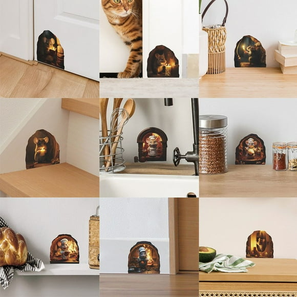 Xihbxyly Calcomanía de Pared de Agujero de Ratón, Calcomanía 3D Realista de Agujero de Ratón, Fácil de Aplicar y Quitar, Arte de Pared Divertido para Sala de Estar, Sala de Juegos, Oficina, Varias Su