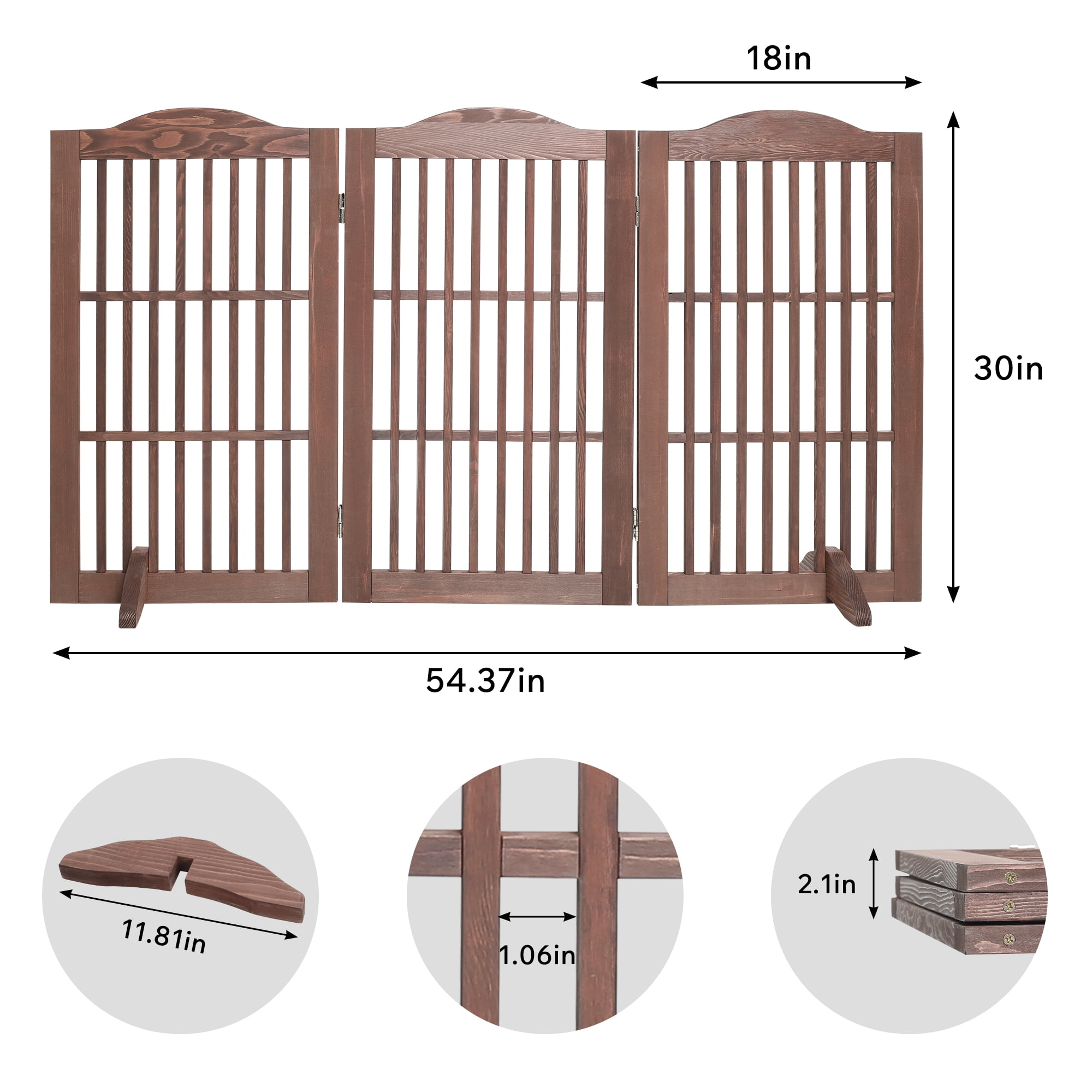 3-in-1 Wooden Pet Gate, Freestanding, Room Divider & Playpen, Z-Shape Support, Zero Assembly