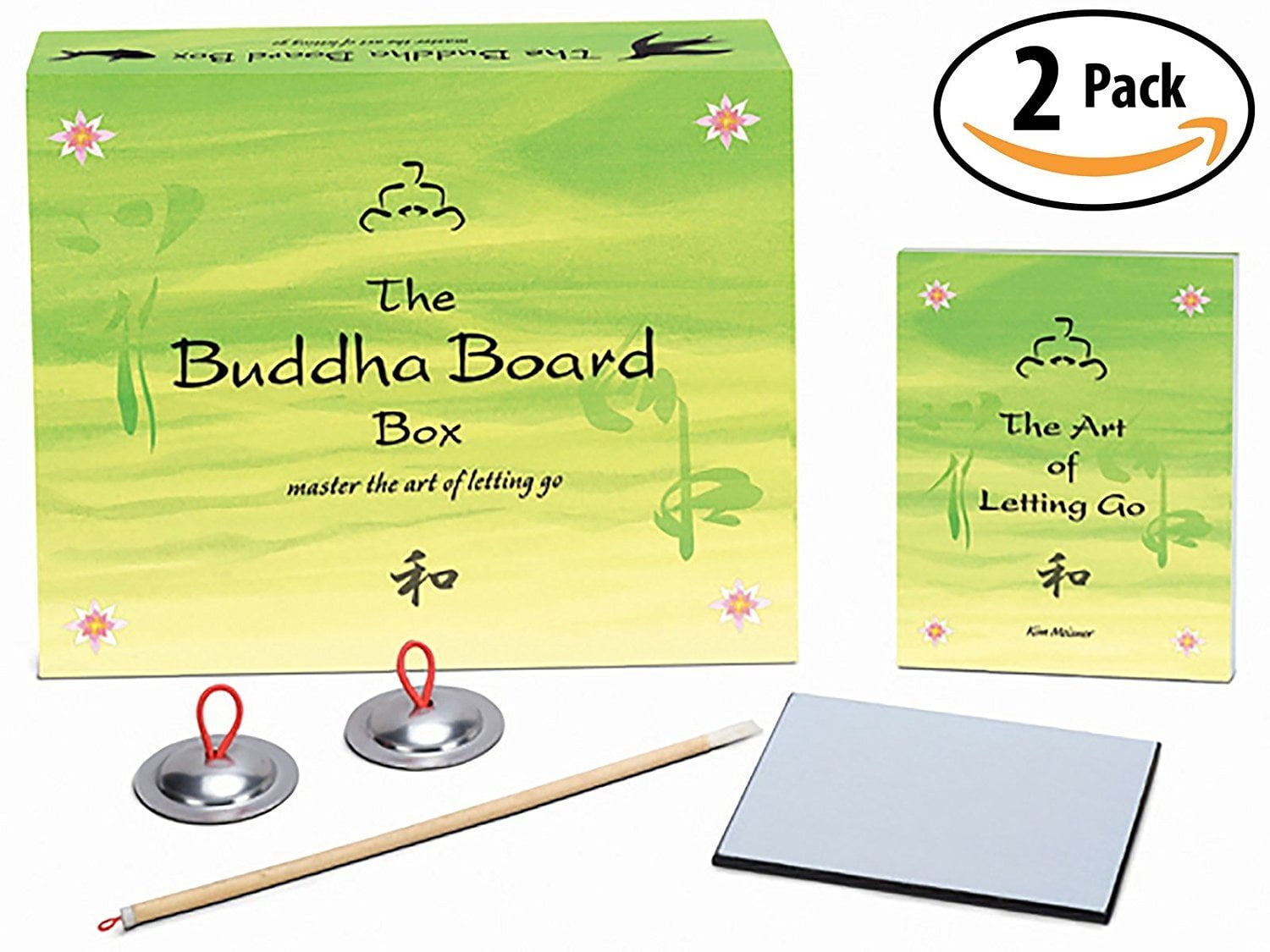 The Buddha Board Zen Box 2 Pack Gift Set. Paint with Water on Mini Laptop Easel to Relax & Have