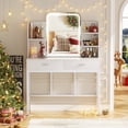 thumbnail image 2 of Aheaplus Vanity Desk, Vanity Desk with Mirror and Lights, Makeup Desk with Drawers, Vanity Set with 3 Color Lighting Options, Dressing Table with Storage Shelf for Bedroom, White, 2 of 6