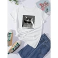 thumbnail image 1 of Women Men's "Why Are You Looking At Me?" Cat Print T-Shirt - Casual & Comfy 100% Cotton, Short Sleeve, Round Neck Tee in Black | Perfect for Summer Streetwear & Date Nights | Sizes S-3XL, Cat Tshirt, 1 of 5