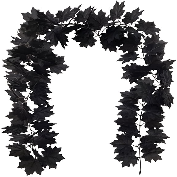 ZULAR Artificial Maple Leaf Garland,5.9ft Fake Black Vine Hanging Fall Leave Vines Artificial Autumn Foliage Garland for Thanksgiving Wedding Party Fireplace Wall Door Décor