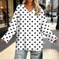 thumbnail image 5 of CHGBMOK Women's Plus Size Polka Dot Tops Long Sleeve V Neck T-shirts Basic Dressy Casual Blouses, 5 of 7