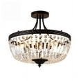 thumbnail image 3 of KPIBEST 23.6" 6-Light Modern Crystal Chandelier Black Metal E26 Semi Flush Mount Round Light Fixture Ceiling Lamp Farmhouse, 3 of 12