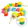 wooden beads, suitable for young children, Montessori toys for fine motor skills, preschool learning toys, suitable for gifts for 2-year-old boys and girls