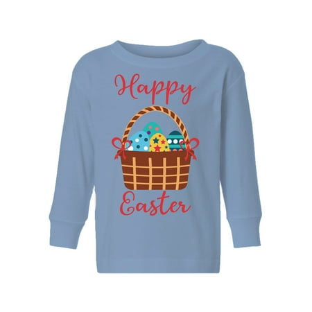 

Awkward Styles Happy Easter Toddler Long Sleeve Shirt Colorful Eggs Kids T-shirt