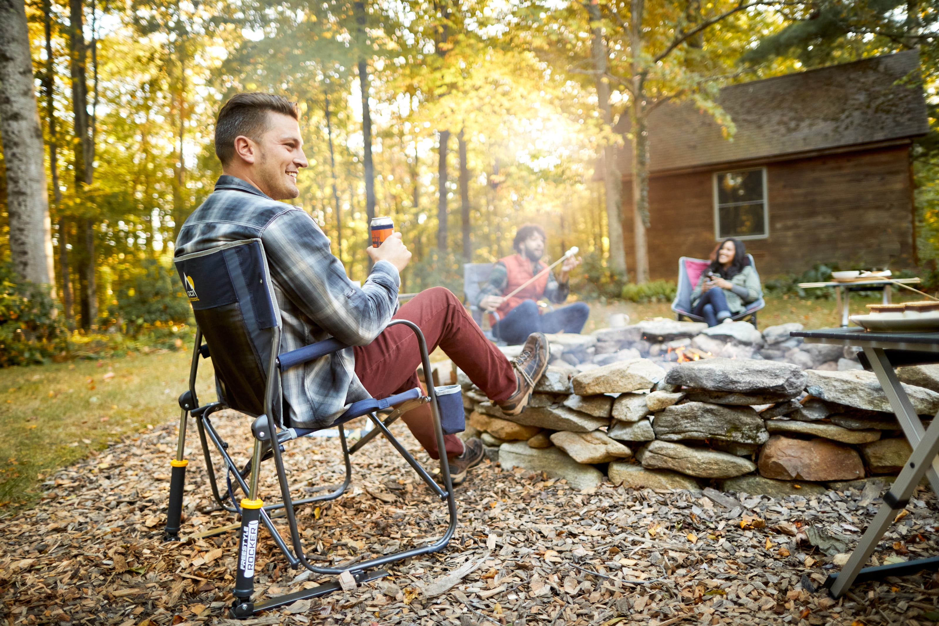 GCI Outdoor Freestyle Rocker Foldable Rocking Camp Chair, Cinnamon