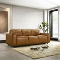 thumbnail image 3 of Bannerman Mid Century Modern Furniture Style Living Room Leather Sofa in Tan, 3 of 7