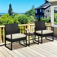 thumbnail image 2 of Topeakmart 3-piece Patio Set 2 Rattan Chairs & Table with Cushions, Black/Beige, 2 of 7