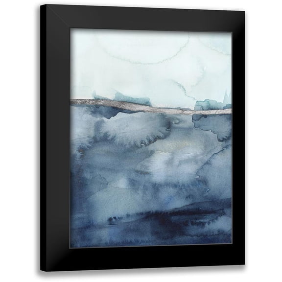 Borges, Victoria 12x14 Black Modern Framed Museum Art Print Titled - Custom Coastal Horizon I in Silver