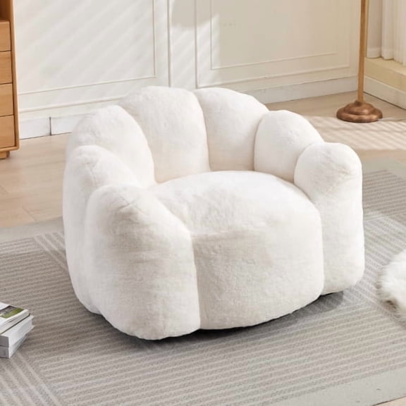 Bean Bag Sofa Lotus type compression – No Assembly, Portable Comfort for Living Room, Bedroom, White