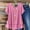 Pink, variant on Pink Boho Top for Women Loose Fit V-Neck Short Sleeve Flowy Blouse Ruffle Hem Polyester Casual Tunic & Everyday Top,Size L