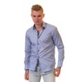thumbnail image 2 of Blue Mens Slim Fit Designer Dress Shirt - tailored Cotton Shirts for Work, Large, 2 of 4