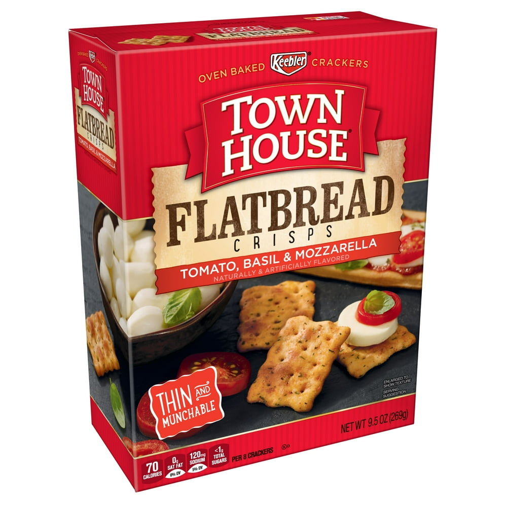Kellogg's Town House Flatbread Crisps Tomato, Basil & Mozzarella Oven