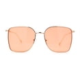 thumbnail image 1 of SA106 Womens 90s Metal Rim Large Rectangle Geeky Sunglasses Gold Rose Red, 1 of 4