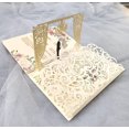 thumbnail image 1 of Tarjeta emergente 3D de 3 pliegues, tarjeta de invitación de boda de bolsillo, corte láser, invitación de felicitación con sobre, color dorado y gris, 1 unidad, envío gratis, 1 of 4