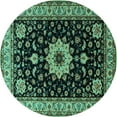 thumbnail image 1 of Ahgly Company Machine Washable Indoor Round Persian Turquoise Blue Traditional Area Rugs, 4' Round, 1 of 4