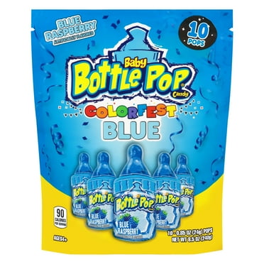 Baby Bottle Pop Individually Wrapped Party Pack With Flavored Candy/Lollipop Suckers & Candy for Celebrations, Blue Raspberry, 10 Count Bag