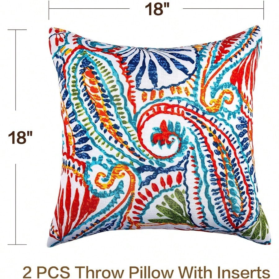 Outdoor Pillows Waterproof Set of 2 Outdoor Throw Pillows with Insert Included 18×18 Inch Outdoor Pillow for Patio Furniture