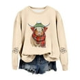 thumbnail image 4 of Goindgs Fall and Winter Sweatshirts for Women Cow Graphic Long Sleeve Pullover Crew Neck Loose Hoodless Soft Casual Women's Shirts B-Beige S, 4 of 4