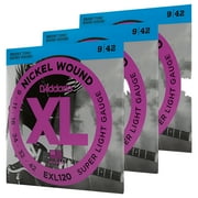 D'Addario EXL120-3D Nickel Wound Electric Guitar Strings, Super Light, 09-42, 3 Sets