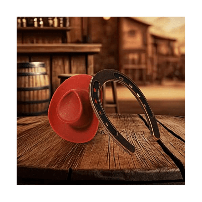 24 Pieces Western Theme Lucky Horseshoe Ornament And Mini Cowboy Hat Crafts  Miniature Horse Shoes Wedding Gift Set High Guality