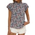 thumbnail image 4 of STARVNC Women Floral Print Mock Neck Tiered Ruffle Sleeve Blouse, 4 of 7