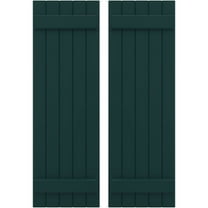 Ekena Millwork 17 1/2"W x 75"H Americraft Five Board (2 Batten) Exterior Real Wood Joined Board-n-Batten Shutters (Per Pair), Thermal Green