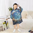 thumbnail image 6 of FORMRS Wearable Blanket Hoodie with Sleeves for Kids Cozy Flannel Sweatshirt, Crystal Moon, 6 of 7