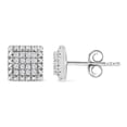 thumbnail image 2 of .925 Sterling Silver 1/6 Cttw Round-Cut Diamond Cluster Square Shaped Stud Earrings (I-J Color, I2-I3 Clarity), 2 of 7