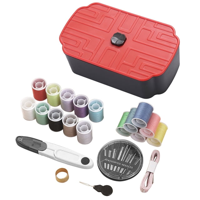 Juego de costura multifuncional para el hogar, portátil, para viajes, herramientas para hacer bricolaje, caja de almacenamiento de agujas, rojo Yuarrent HA001391-02B