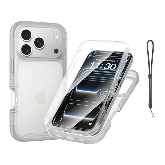 Leymi Case for iPhone 18 Pro with Screen Protection, with Wrist Strap Support Wireless Charging Non-Slip Shockproof Magentic Full Body Cover for Women Men