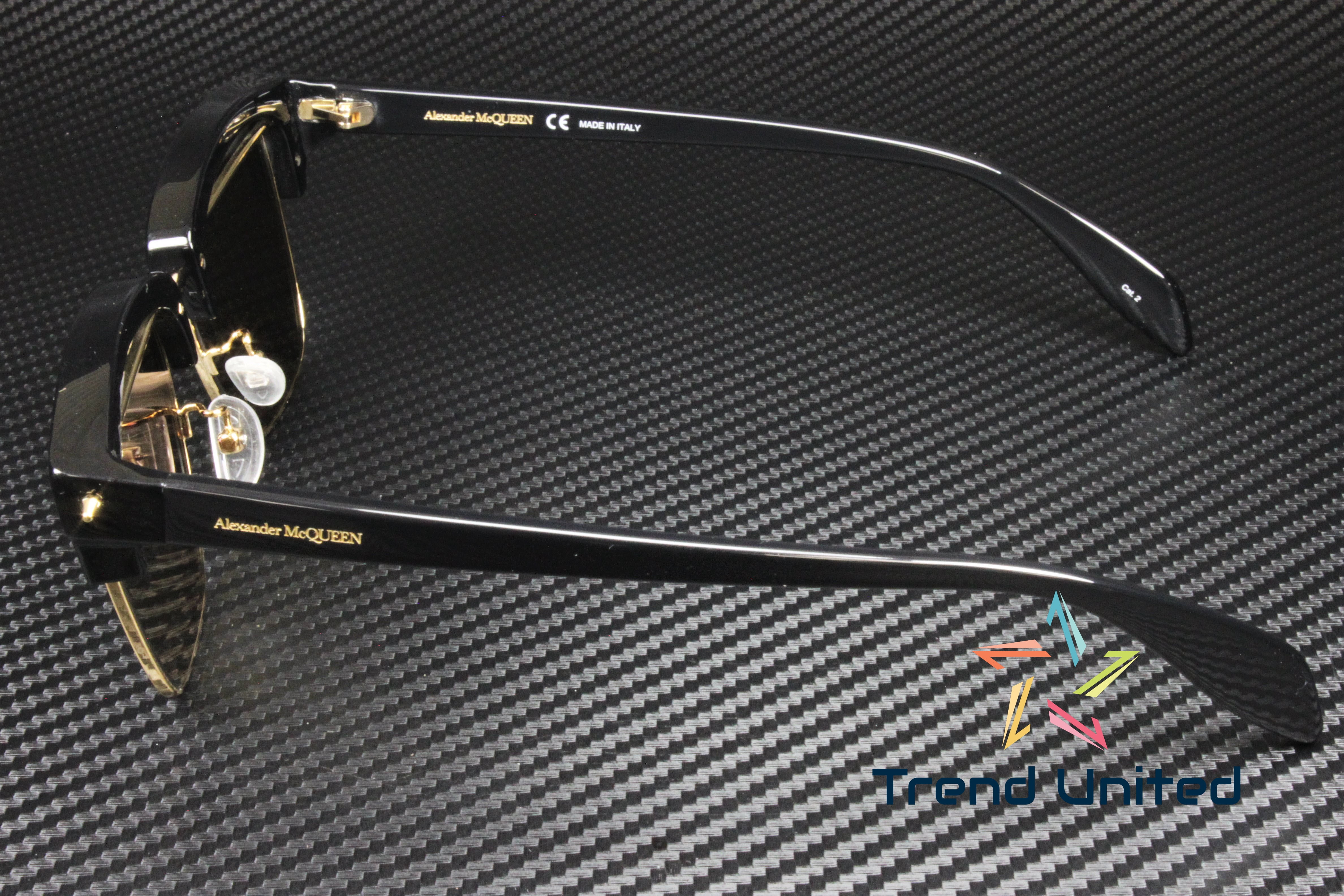 ALEXANDER MCQUEEN AM0297S 002 Square Gold Shiny Grey 54 mm Men's Sunglasses