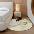 thumbnail image 3 of Marble Yellow Large Area Rugs for Bedroom Living Room, Soft Non Slip Carpet Bedside Rug, Modern Abstract Ink Painting Luxury Round Floor Cover Kitchen Accent Rug 3' for Dining Room/Office, 3 of 9