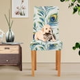 thumbnail image 4 of Yayeee 2 Pack Dining Chair Covers Stretch Parson Chairs Slipcovers Seat Protector, Peacock Feather, 4 of 6