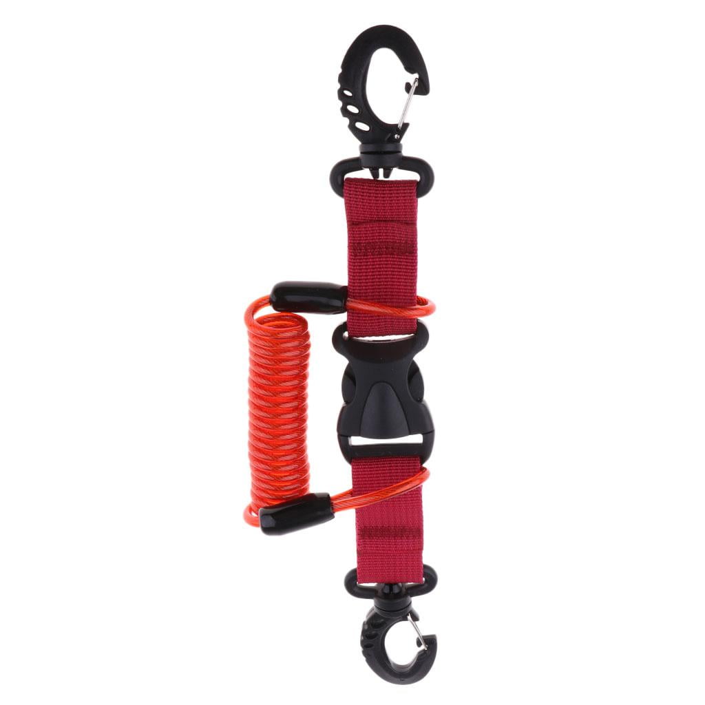 Diving Lanyard Scuba Dive Snorkeling Lanyard Lost Spring Webbing Dual Clips Diving Cameras Lights Rope Strap Red