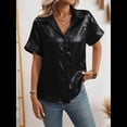 thumbnail image 4 of Tops de Verano para Mujer, de Corta, con Cuello en V, para Hacer Ejercicio, Blusas Bonitas, Elegantes, Informales, A , Camisetas Lisas. Negro S, 4 of 9