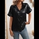 thumbnail image 4 of Tops de Verano para Mujer, de Corta, con Cuello en V, para Hacer Ejercicio, Blusas Bonitas, Elegantes, Informales, A , Camisetas Lisas. Negro S, 4 of 9