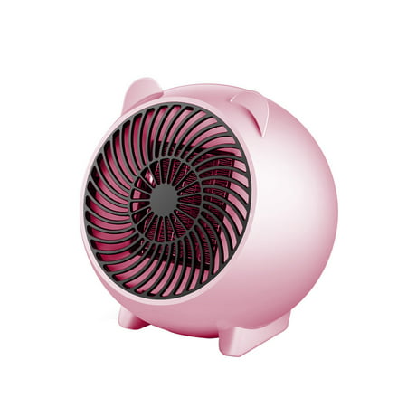 Mini 250W Space Heater Portable Winter Warmer Fan Personal Electric Heater for Home and Office Ceramic Small Heaters (Pink U S