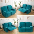 thumbnail image 5 of SHANNA Reclining Love Seat Slipcover, 2-Seater 6-Piece Velvet Stretch Loveseat Reclining Sofa Covers, Green, 5 of 12