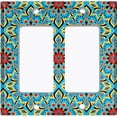 thumbnail image 6 of Metal Light Switch Plate Cover Mandala Blue Red Flower Tile Pattern MDL014, 6 of 14