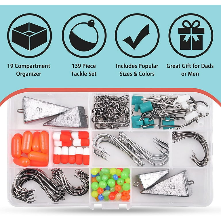 Surf Fishing Rig Saltwater Lure Making Kit, 139pcs Terminal Tackle  Assortment Included Sinkers Sliders Hooks Swivels Floats Beads for Fish  Finder Surf